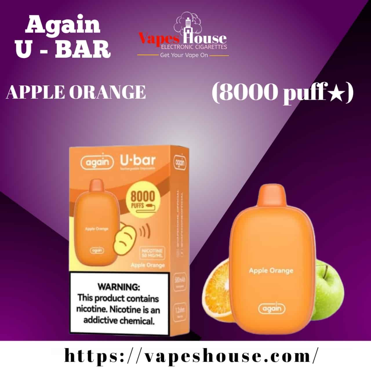 Again U BAR APPLE MANGO 8000 PUFFS