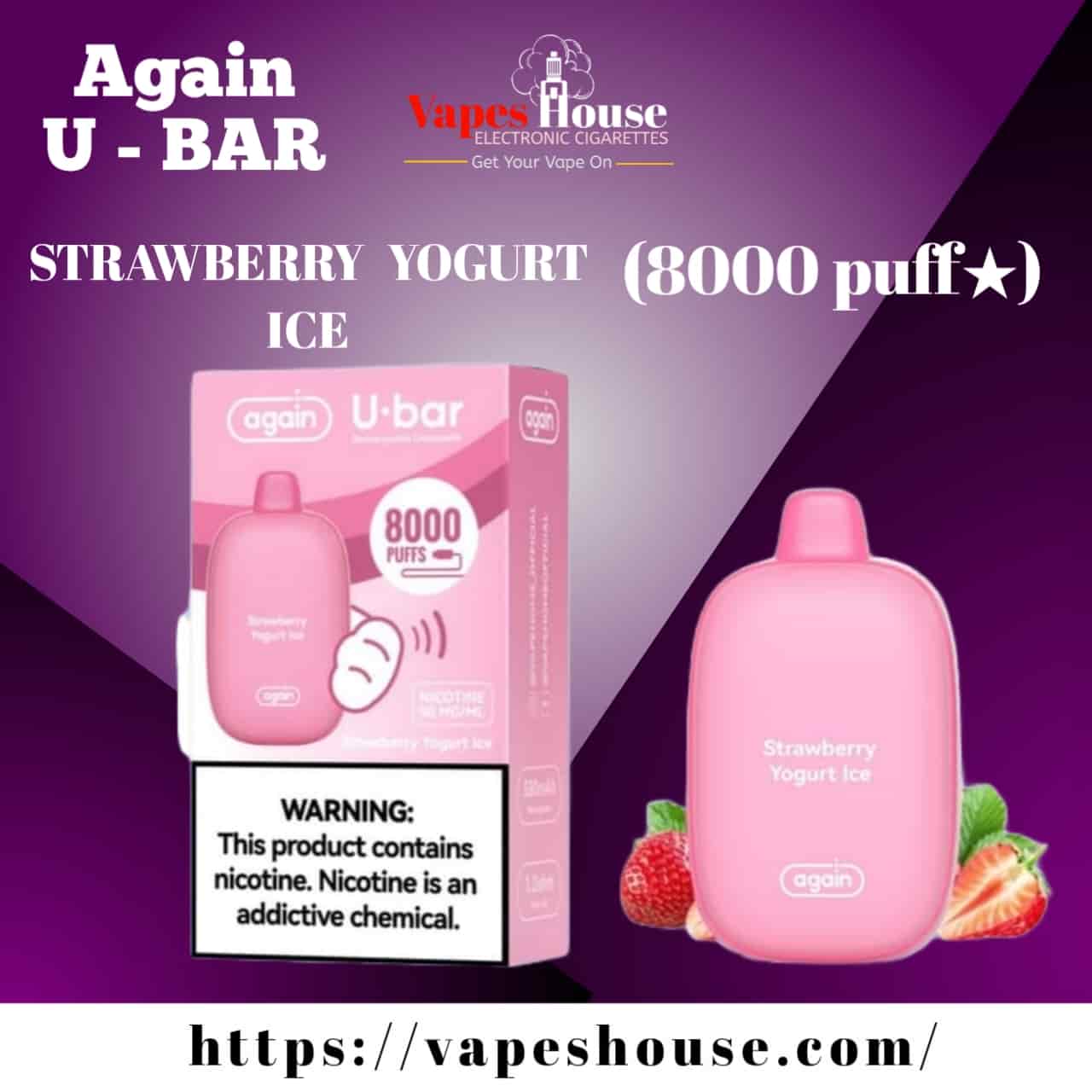 Again U BAR STRAWBERRY YOGURT ICE 8000 PUFFS