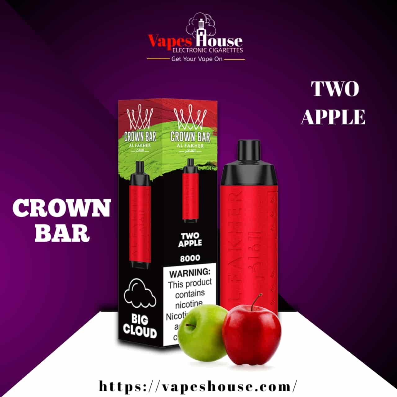 CROWN BAR (8000) TWO APPLE DISPOSABLE VAPE