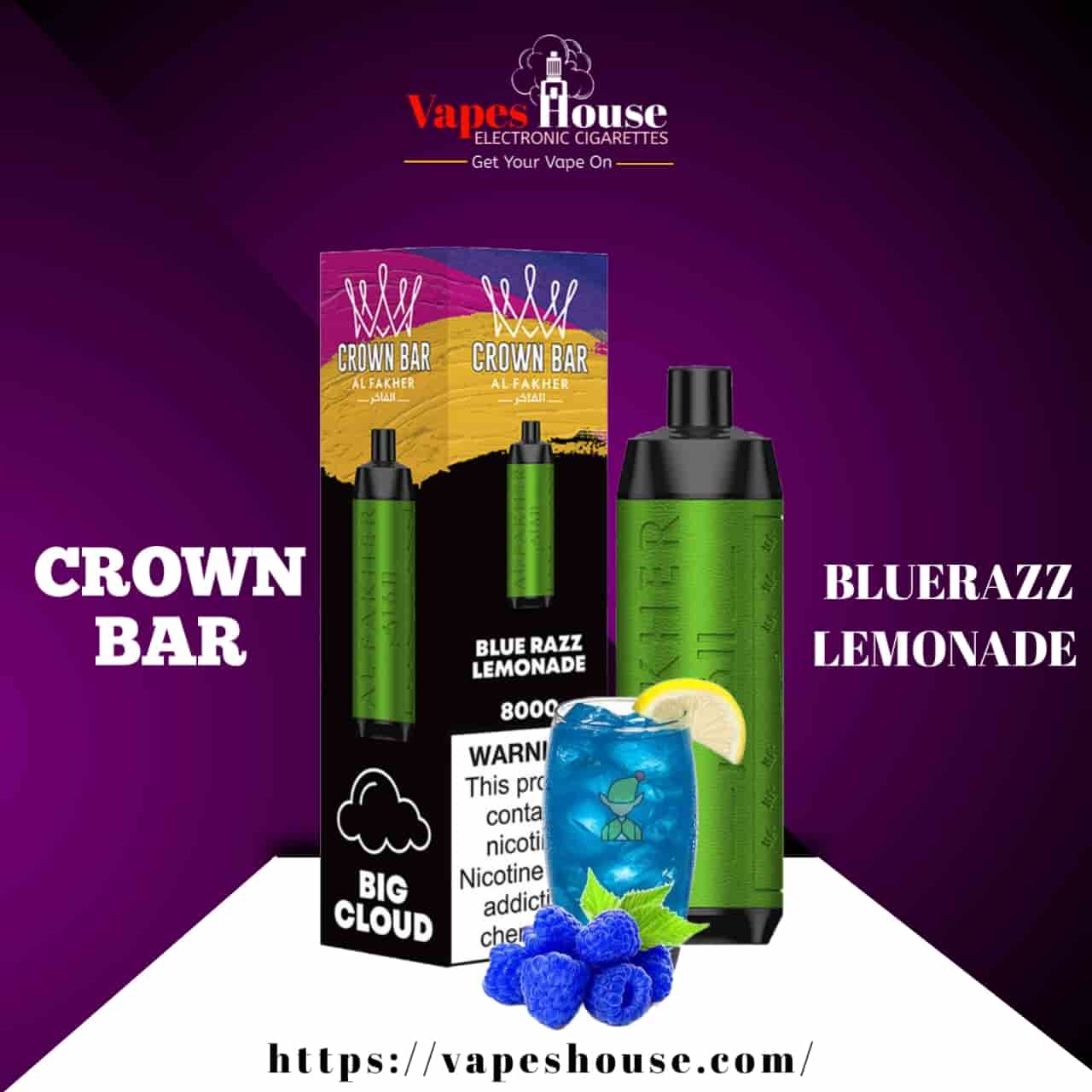 CROWN BAR (8000) BLUERAZZ LEMONADE DISPOSABLE VAPE