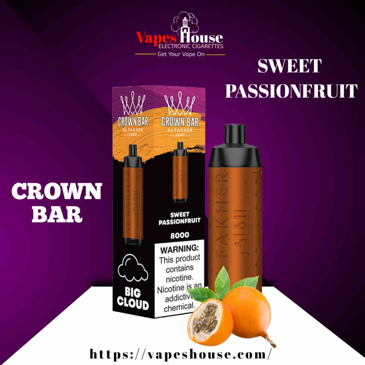 CROWN BAR (8000) SWEET PASSIONFRUIT DISPOSABLE VAPE