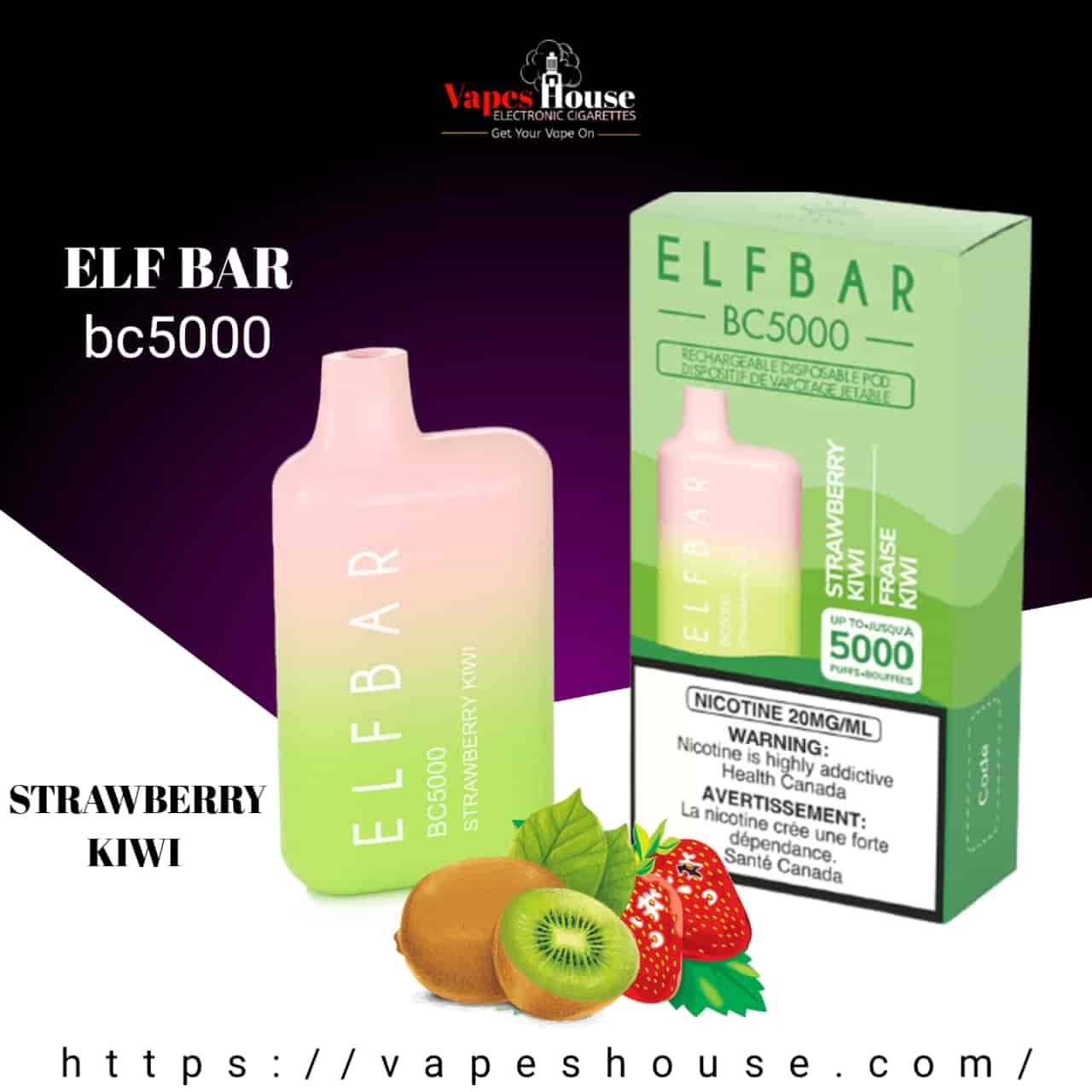 The Elf Bar bc5000 strawberry Kiwi disposable vape Vapes House The Elf Bar bc5000 strawberry Kiwi disposable vape Vapes House
