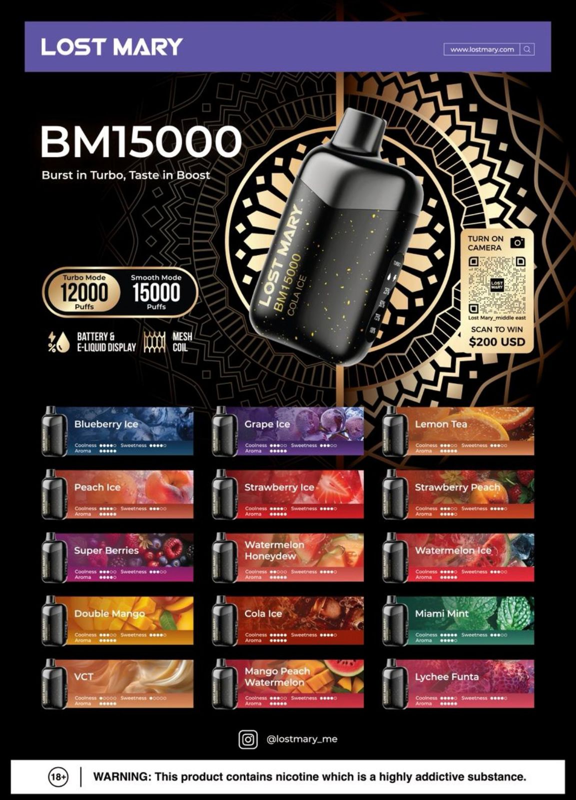 Lost Mary BM15000 Puffs 50mg Disposable Vape in Dubai UAE