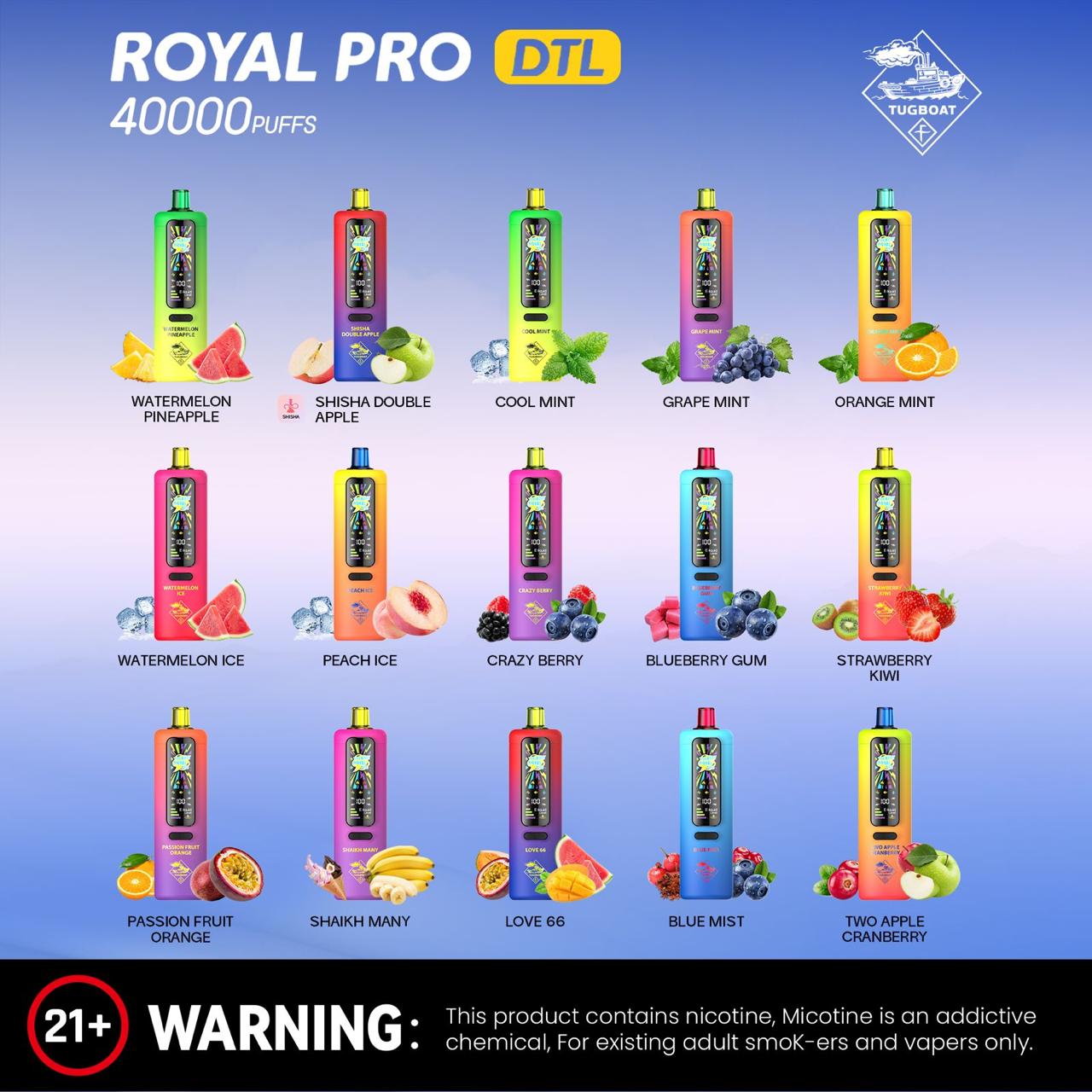 Tugboat Royal Pro Dtl 40000 Puffs Disposable in Dubai,UAE