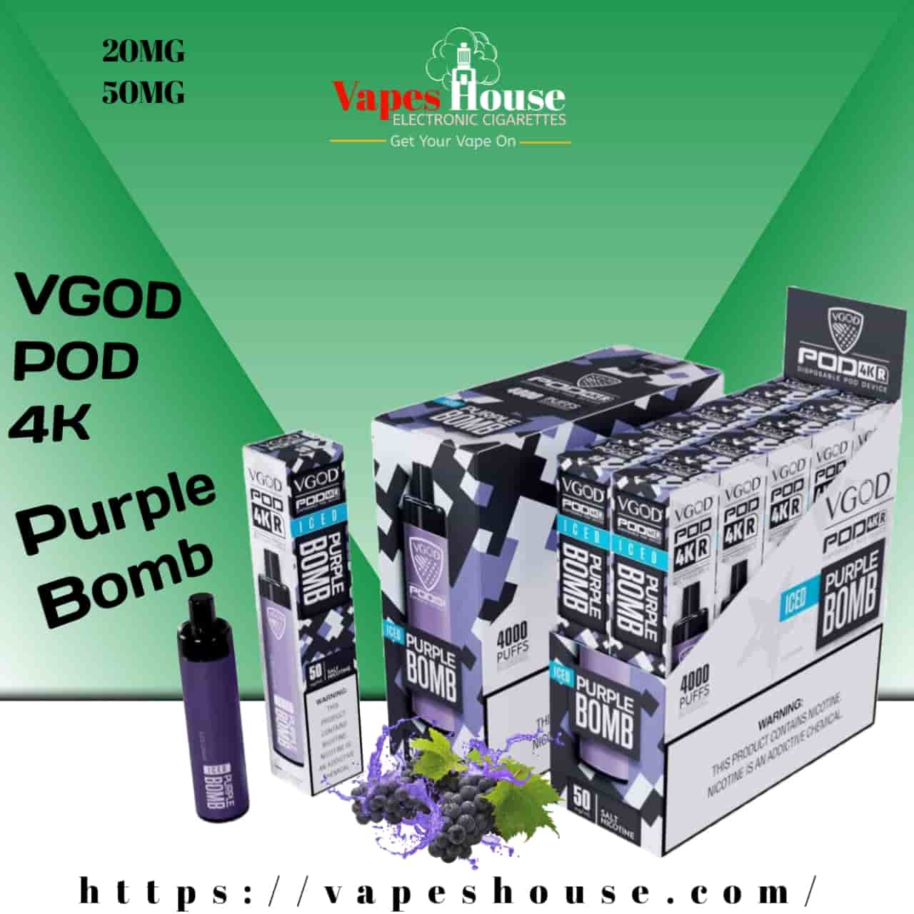 VGOD POD 4K PURPLE BOMB DISPOSABLE VAPE