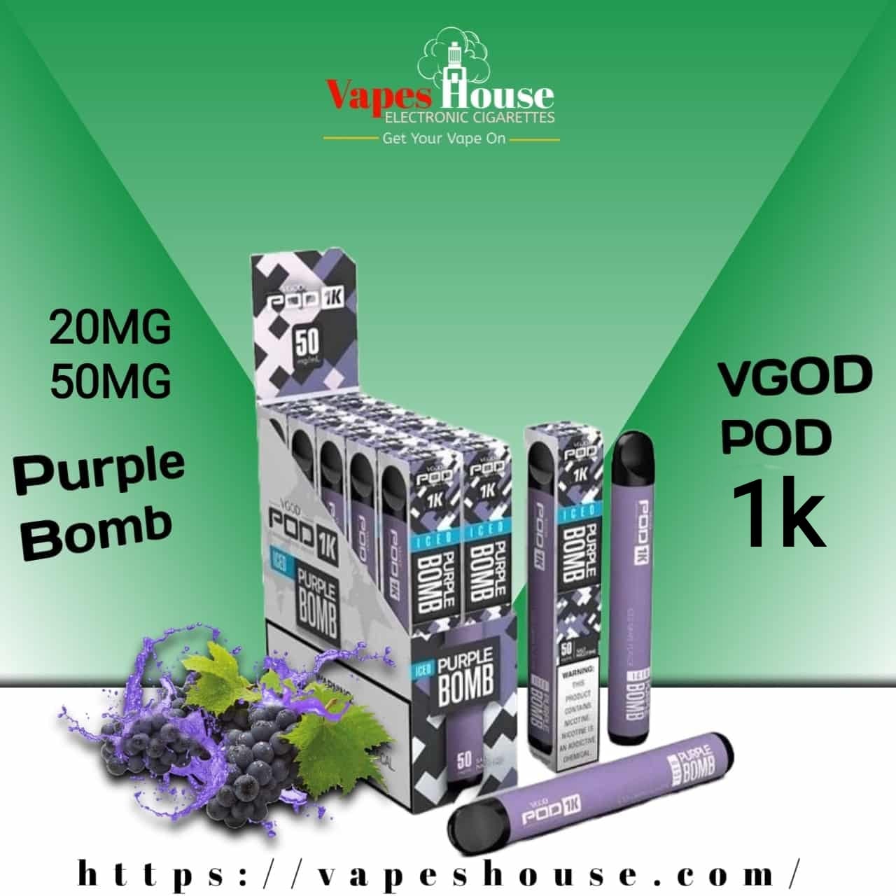 VGOD POD 1K PURPLE BOMB DISPOSABLE VAPE