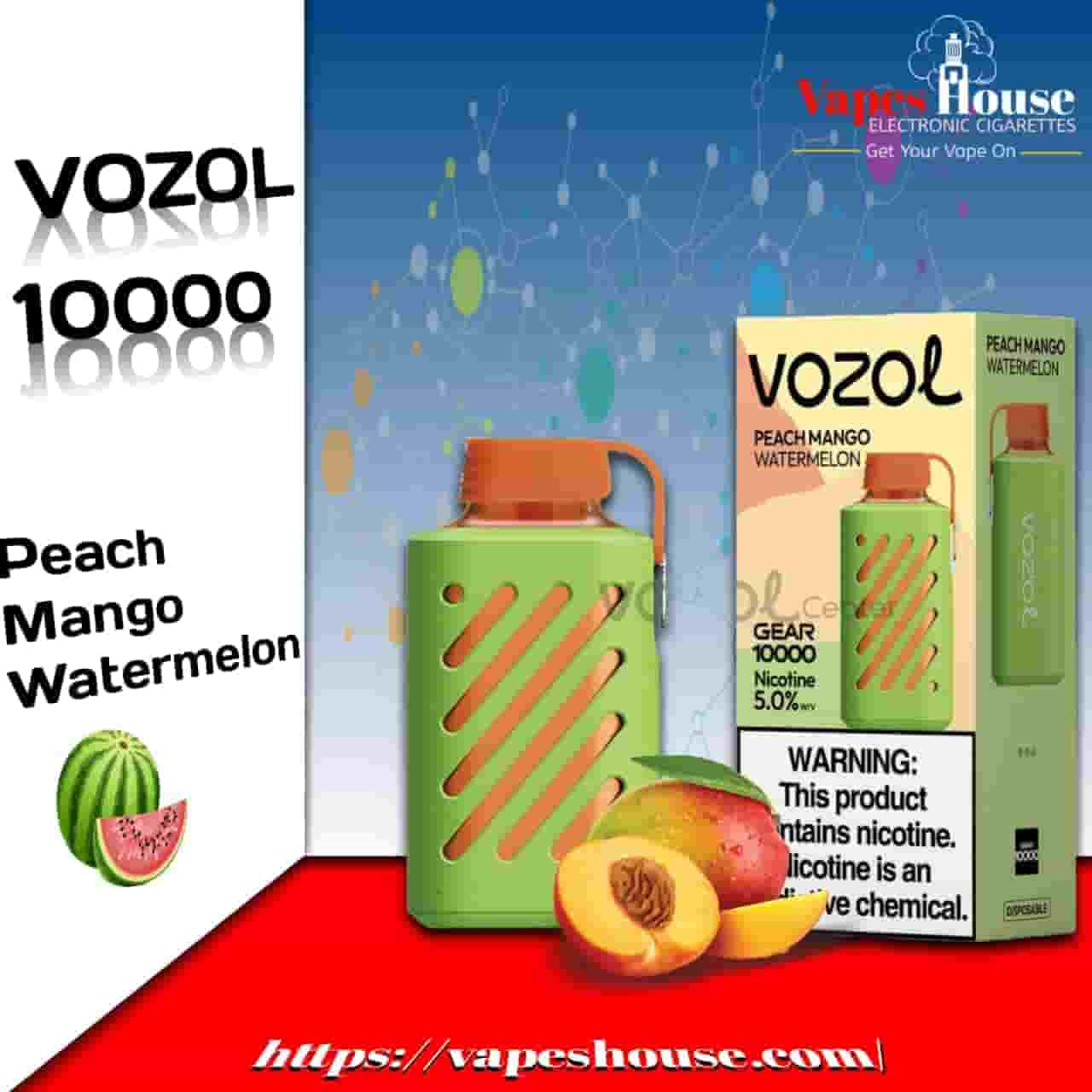Vozol Gear peach mango watermelon 10000 Puffs
