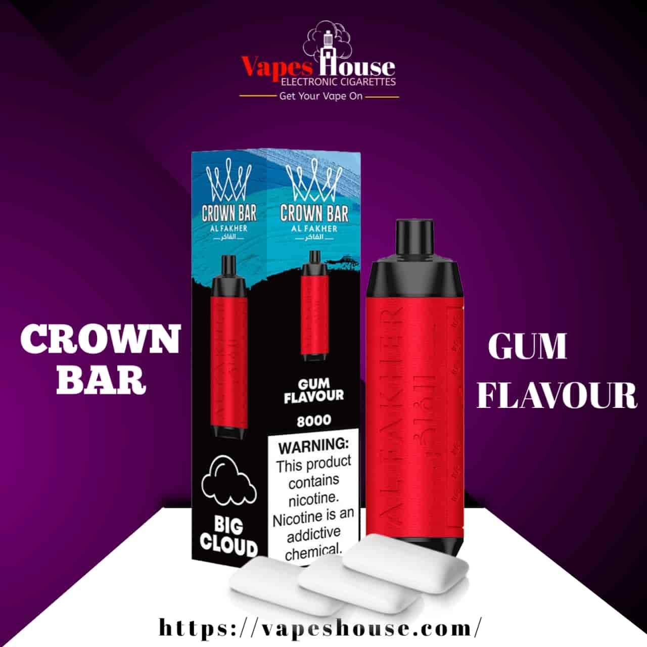 CROWN BAR (8000) GUM FLAVOUR DISPOSABLE VAPE