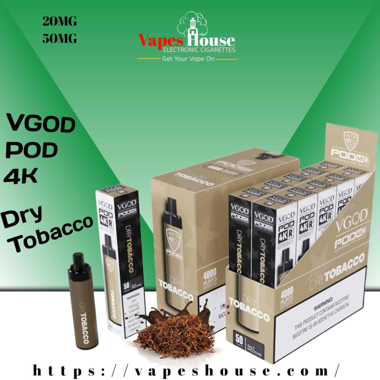 VGOD POD 4K DRY TOBACCO DISPOSABLE VAPE  Vapes House